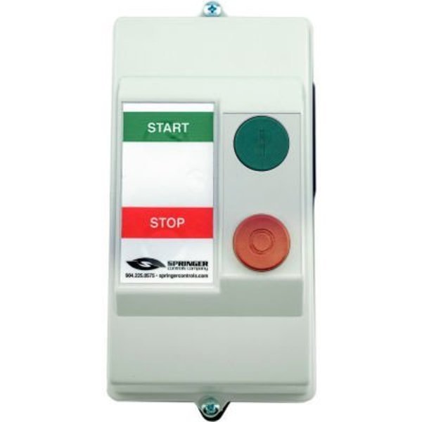 NEMA 4X Enclosed Motor Starter, 9A, 1PH, Start/Stop, 24-60V, 3.1-4.2A, Springer Controls Co, Mfr#: AF0916P2G-1C